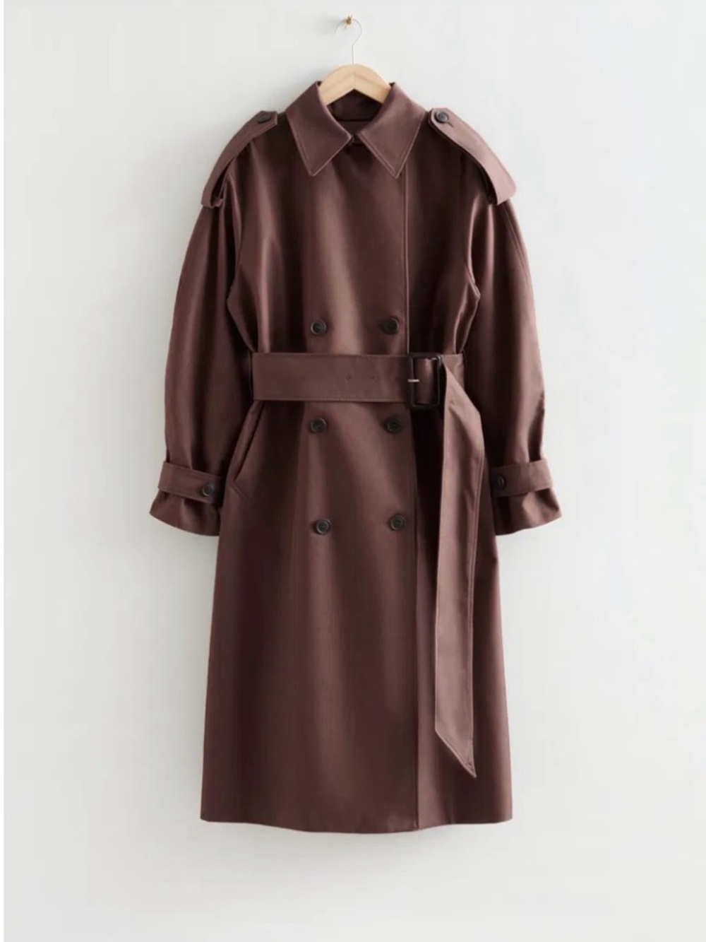Classic Double-Breasted Brown Trench Coat & Other Stories Size 8 NWOT